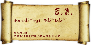 Borsányi Máté névjegykártya