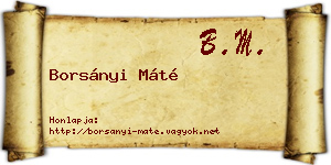 Borsányi Máté névjegykártya